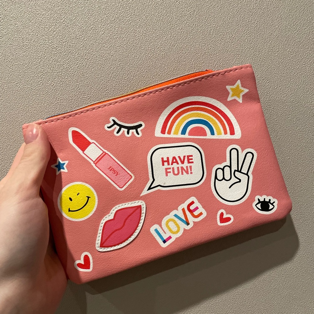 FREE WITH 5/$20 MAKEUP PURCHASE! Pink ipsy Pouch with Fun Graphic Patches